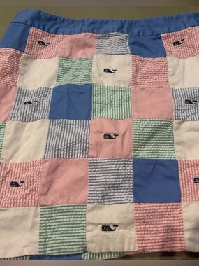 Vineyard Vines Patchwork Mini Skirt in Blue, Pink, Green, White
